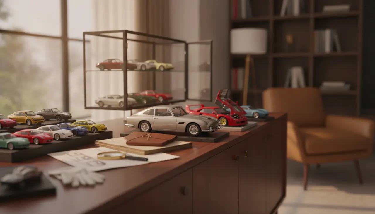Diecast Collector Pro visual guide for High-end automotive diecast replicas, focusing on scale accuracy, manufacturer quality, and long-term collection value.
